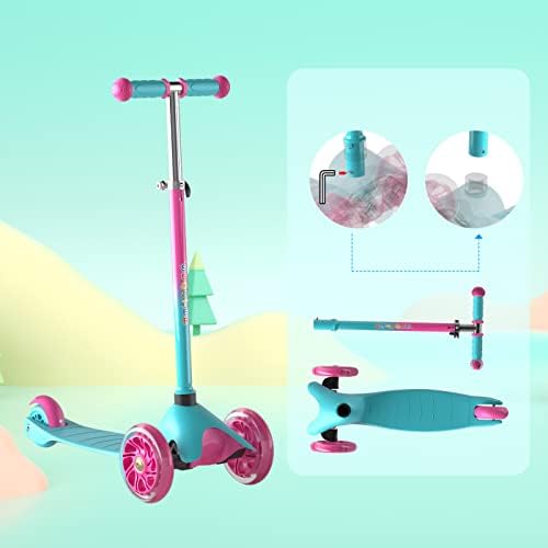 FAYDUDU 3 Wheel Kids Scooter Toddler Scooters Adjustable Height Handle with PU Flashing Wheels for Boys Girls Children Kick Scooter Age 2-5