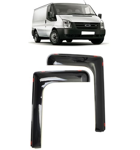 ROBUST 2 Pcs Front Wind Rain Smoke Deflectors L Shape Black Left & Right Set for Ford Transit Mk6 Mk7 2000-2013