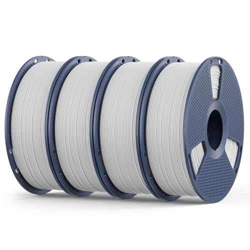 Matte PLA Filament 1.75mm 2025 Upgrade Spool Compatible with Bambulab Refill Filament, 4kg(8.8lbs) SUNLU 3D Printer Filament, Matte Surface Texture, White 4 Pack F-mattepla-4kg-white+white+w