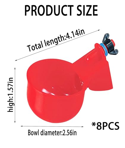 Image of 8 Pcs Poultry Farm Equipment, Poultry Water Cup, Chicken Feeder and Drinker Chicken Feeder Cup Poultry Farm Equipment Chicken Drinking Cup on Barrel Chicken Feeder and Drinker Auto Refill Water