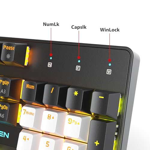 Image of RGB Gaming Keyboard, 104-Key Wired Mechanical Keyboard, Creamy with Number Pad, Linear Red Switch NKRO, Full Size for Windows Laptop PC Gamer