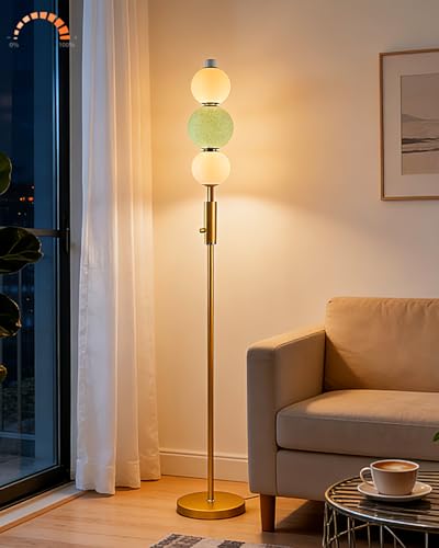 Image of Lightdot Globe Floor Lamp with 3 Color Temperatures Smart LED Bulbs Included, Dimmable Unique Corner Floor Lamp, Blue Modern Standing Lamp Tall Lamp for Living Room /Bedroom /Gaming Room /Decor Office