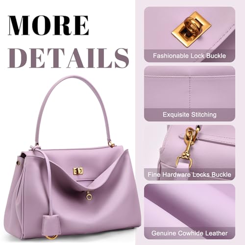 Image of hedexe Genuine Leather Tote Bag for Women: Soft Cowhide Shoulder Handbags for Ladies - Satchel Purse for Travel Work(Large)