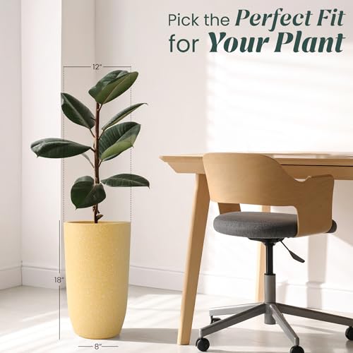 Image of YUCCABE ITALIA FOXB TPC 18 INCH Pots for Plants Highly Durable Polymers Lightweight Indoor Outdoor Plant Pots, Flower Pot Gamla Tree Planter Container Planters for Living Room, Balcony, Garden