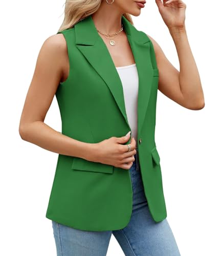 Sleeveless Blazer Vest for Women Spring 2025 Fashion Casual Lightweight Open Front Work Office Blazer Jackets with Pockets2