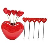 ULTECHNOVO Tenedores Pequeños para Frutas y Postres con Base Soporte Forma de Corazón Tenedores de Acero Inoxidable y Resina Ligeros y Portátiles para Aperitivos Pasteles y Snacks Reuniones