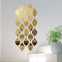 Removable Acrylic Mirror Wall Stickers Living Room 5 Pcs Teardrop Mirror Acrylic Decals for Wall Decorations Acrylic DIY Home Wall Art Decorative for Bedroom Bathroom Kitchen Gold 6x3.2 inch