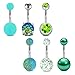 Mayhoop Piercing Nombril Acier Chirurgical CZ & Boule 6pcs 14G Anneau de Nombril Clou Piercing de Ventre 10mm Femme Homme Bijoux de Piercing Vert