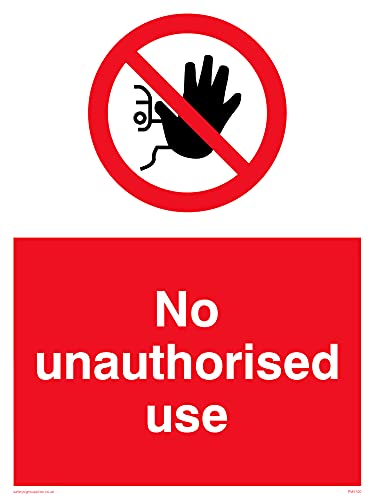 Pack of five - No Unauthorised Use Sign - 150x200mm - A5P, 150 x 200 mm