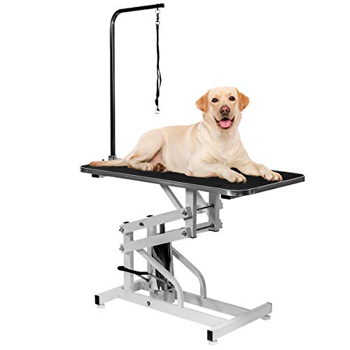 XtremepowerUS Professional Hydraulic Pet Dog Grooming Table Non-Slip Drying Table with Adjustable Arm