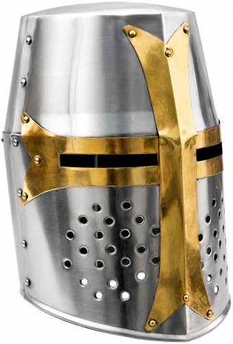 THOR INSTRUMENTS Great Brass Crusader Knight Helmet Most Fit Adult Size Rustic Vintage Home Decor Gifts