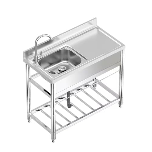 ZQFHSX Outdoor Garden Sink Unit with Drainer and Tap Shelf for Kitchen Restaurant