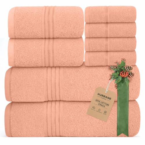Peach Bath Towels for Bathroom 100% Cotton Thick Soft Luxury Bath Towels Set with 2 Extra Large Bath 2 Hand and 4 Washcloths Plush Absorbent and Hotel-Quality Towels for Bathroom & Spa