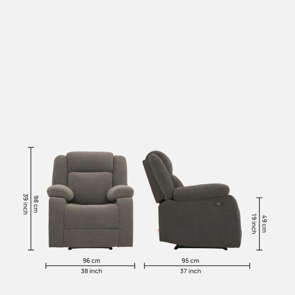 Image of Modern Upholstered Recliner Armchair with Ergonomic Design, Soft Fabric Finish & Relaxing Lounge Comfort, Color: Grey-G