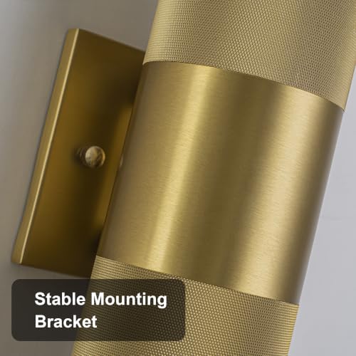 Image of Modern LED Outdoor Wall Sconce, 10 inch Gold Up and Down Wall Lights