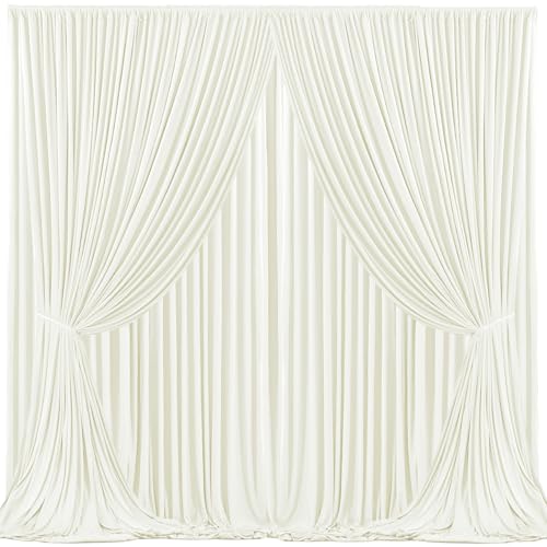 Image of 20x10ft Ivory Backdrop Curtain for Wedding Parties Wrinkle Free Fabric Ivory Drapes Backdrop Decoration for Baby Shower Birthday Photography Decoration 4 Panels, 5ft x 10ft