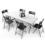 Ortus Collective Portable 6-Piece Folding Table and Chairs Set – Heavy-Duty...
