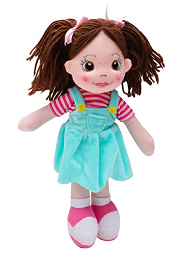 Toyland® Ragdoll de Peluche de 35 cm con Vestido de Delantal Azul - Muñecas de Peluche para niños - Edad 18m +