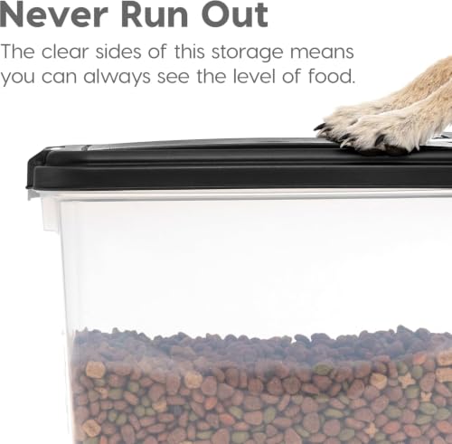 Iris Ohyama Hundefutter Aufbewahrung mit Rollen, 30L/11kg, Schwarz, Luftdichte Futterbox, Trockenfutter, Futterbehälter, Für Hunde, Katzen, Tierfutterbehälter, BPA-frei, Futtertonne, MP-8