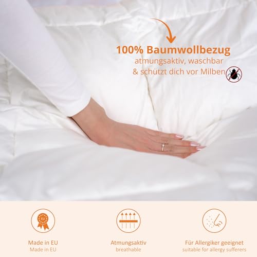 sleepling leichte Sommer Daunendecke 135x200 cm, 90% Daunen 10% Federn, Sommerdaunendecke, Sommerdecke, Sommerbettdecke, Bettdecke 135 x 200 cm, Made in EU, Öko-Tex, Downpass