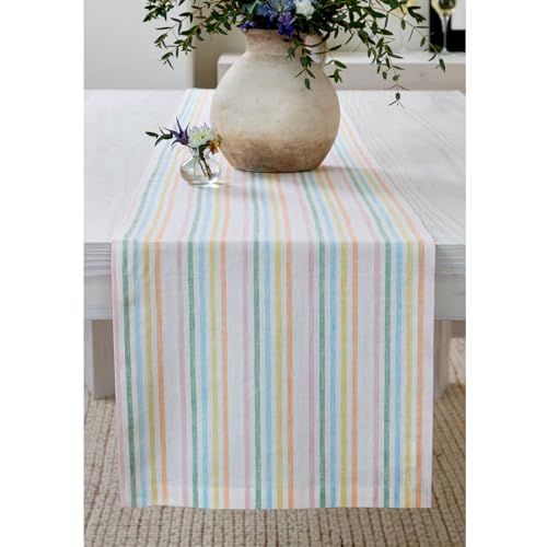 Solino Home Striped Linen Table Runner 108 Inches Long -