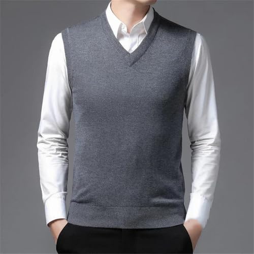 Mens Sweater Vest Sleeveless Solid Color Fashion Autumn Winter V-Neck Collar Slim Fit Sweater Men2