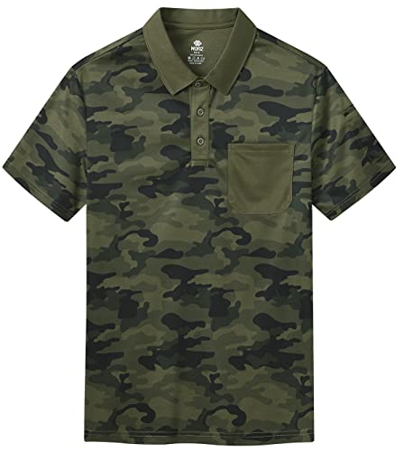 MoFiz Men's Camo Polo Golf Shirt Hiking Dry Fit Short Sleeve T-Shirts Pique Collared Polo Jersey3
