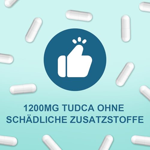 TUDCA Kapseln Hochdosiert, Ultra Strength Tauroursodeoxycholsäure 1200mg pro Portion, Gallensalze zur Unterstützung der Leber und Darmgesundheit, 120 Kapseln