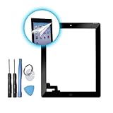 Visiodirect Vitre ecran Tactile pour iPad 2 Noir, Bouton et adhésif + Film Protecteur +Outil