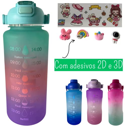 Garrafa de Água Masculina Squeeze Academia Fitness 2 Litros Weeze Tie Dye Azul