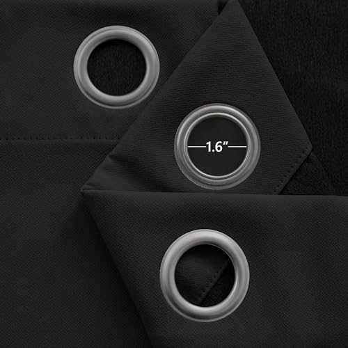 Beauoop Blackout Curtains for Living Room Black Curtains 84 Drop Herringbone Textured Eyelet Curtain for Bedroom Thermal Insulated Noise Reducing Window Curtain Drapes 2 Panels - Image 5