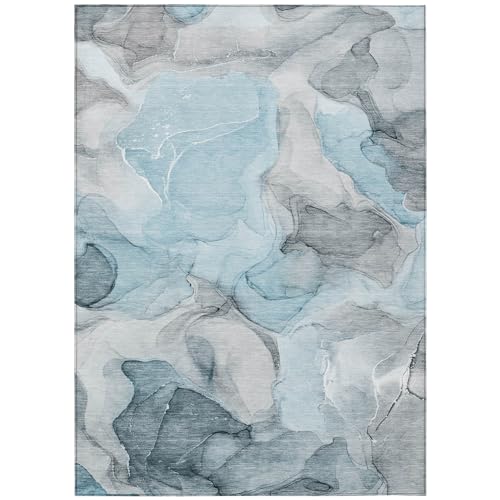 Addison Rugs Chantille ACN504 Teal 5' x 7'6 Indoor Outdoor Area Rug, Stain Resistant, Machine Washable, Non Shedding, Bedroom, Living Room, Dining Room, Kitchen Rug by Addison Rugs - Used condition - US$44.43