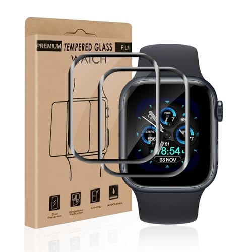 Carantee 2 Stück Schutzfolie für Panzerglas für Apple Watch Series 7/8/9 41mm Passt Perfekt HD-Klar Kristallklar 100% Touchgenauigkeit Frei von Kratzern Bruchsicherheit Apple Watch 41mm Folie