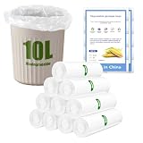 NARYVORA 200 Pezzi Sacchetti Umido Biodegradabili 10L, 10 Rollen 45x50cm Sacchetti Spazzatura, 2.6 Gal Buste Immondizia per Cucina, Ufficio, Soggiorno, Bagno, Bianco