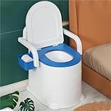 Portable Toilet for Adults, Bedside Commode with Handles, 2 Inner Buckets & Tissue Box, for Elderly, Pregnant Women, Camping, Travel