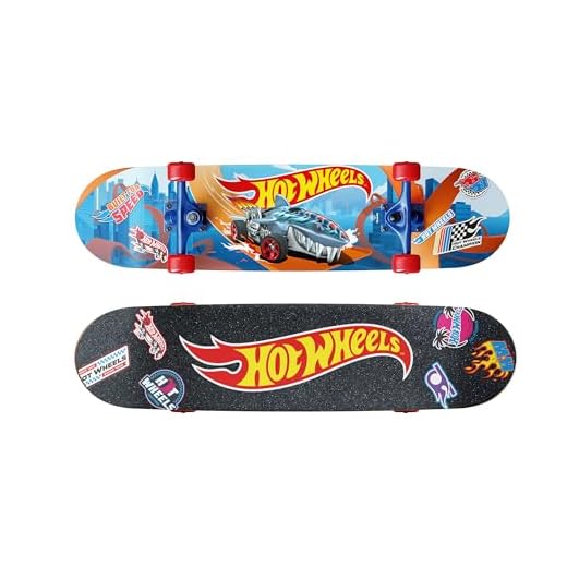 Deqube 914D00186 Hotwheels Skateboard avec Surface antidérapante, Axes en métal, roulements 608z, Dimensions 71 x 20 x 10 cm