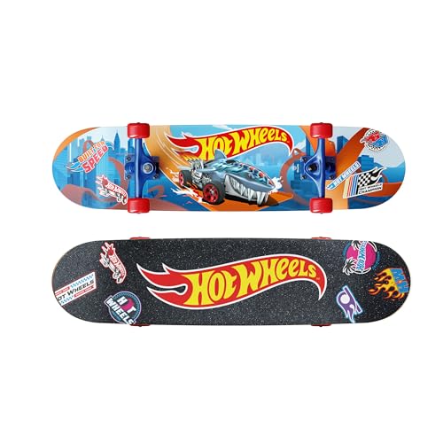 DEQUBE - Monopatín Hotwheels - Skate con Superficie Antideslizante - Ejes de Metal - Rodamientos 608z. - Dimensiones 71 X20 X10cm (Deqube 914D00186)