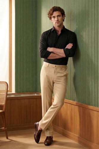 Image of Louis Philippe Men's Slim Fit Mid Rise Pants