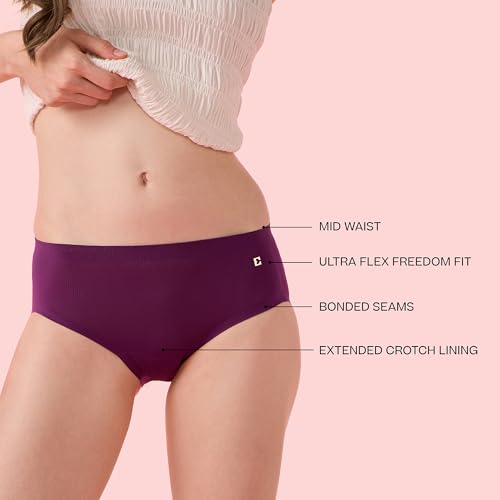 Image of Enamor Innovations Invisi, Fit Flex, No Visible Panty Lines, All Day Comfort, Mid Waist Brief Panty for Women - Antimicrobial with Stain Release, Bonded Free Cut, Regular Coverage - IP02