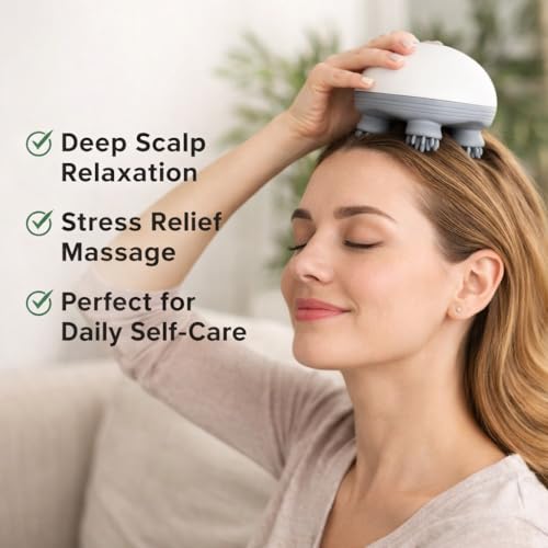 Image of Head Massager For Hair Growth || Rechargeable Electric Scalp Massager with 3 Speed Modes | Head Scratcher for Stress Relief, Relaxation & Deep Clean