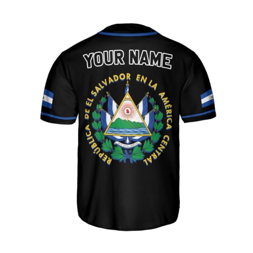 MonkeyVan Custom El Salvador Baseball Jersey Shirt Personalized Name Salvadorian Salvadoran Flag Shirts Salvadoreña Pride for Men Women ELS42 miniatura 3