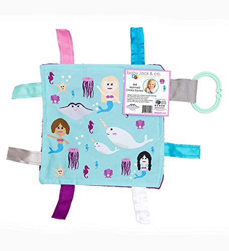 Lovey Chew Blanket Crinkle Toy Tag Square Sensory By Baby Jack (Mermaids And Narwhals) #TOP4