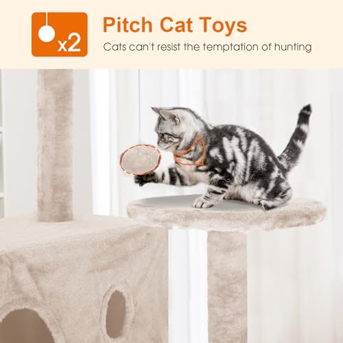 Dopinmin Torre para Gatos de 69.3 pulgadas Beige miniatura 3