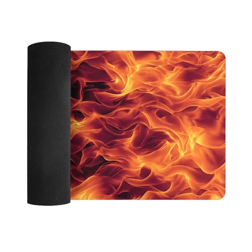 Image of Red Flame Extended Gaming Mouse Pad, with Stitched Edges Large Mouse Pad Desk Protector, Rubber Base Mousepad Keyboard Mouses Mat for Work Game Office Home- 32 inch X 16 inch Inch