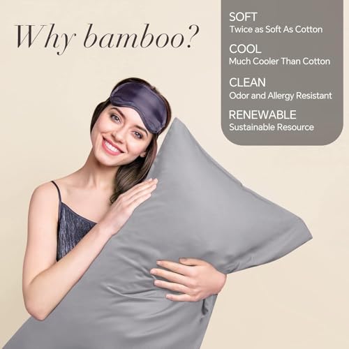 Image of BEDELITE King Pillow Cases Set of 2, Rayon Derived from Bamboo, Silver Grey | Cooling and Breathable Pillow Cover for Hot Sleepers & Night Sweats, Silky Soft Cozy, Envelope Closure, 20x36 Inches
