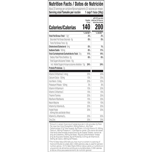 Image of Cookie Crisp Breakfast Cereal, Chocolate Chip Cookie Taste, Made With Whole Grain, Giant Size, 26.3 oz (Pack of 2)