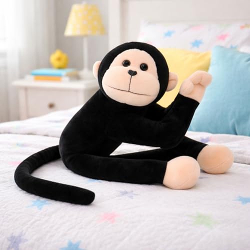 Image of TOYTALES Namaste Hanging Monkey Toy | Cute Stuffed Animal Soft Toy for Kids | Small Huggable Plush for Girls & Boys | Ideal Gift for Babies and Home Decor | (45CM, Black)