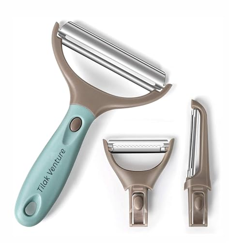 Image of Premium 3 Pcs Set Multipurpose Vegetable Fruit Carrot Peeler 3in1 Sharp Stainless Steel Blades with Interchangeable Handle Potato Slicer Shredder Peeler for Vegetables