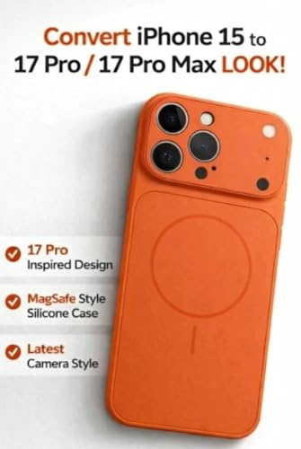 Image of for iPhone |Convert to 17 pro /17 Pro Max Style Premium Back Glass Converter Cover Magnetic Case (Orange, for iPhone 16 Pro Max)