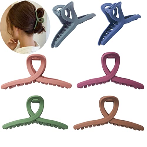 Senllori Pinza para el cabello, pinza para la mandíbula para el cabello, pinzas antideslizantes de 4.3 pulgadas, pinza de mariposa mate, accesorios de peinado para Pinzas pelo mujer , 6 colores Cover